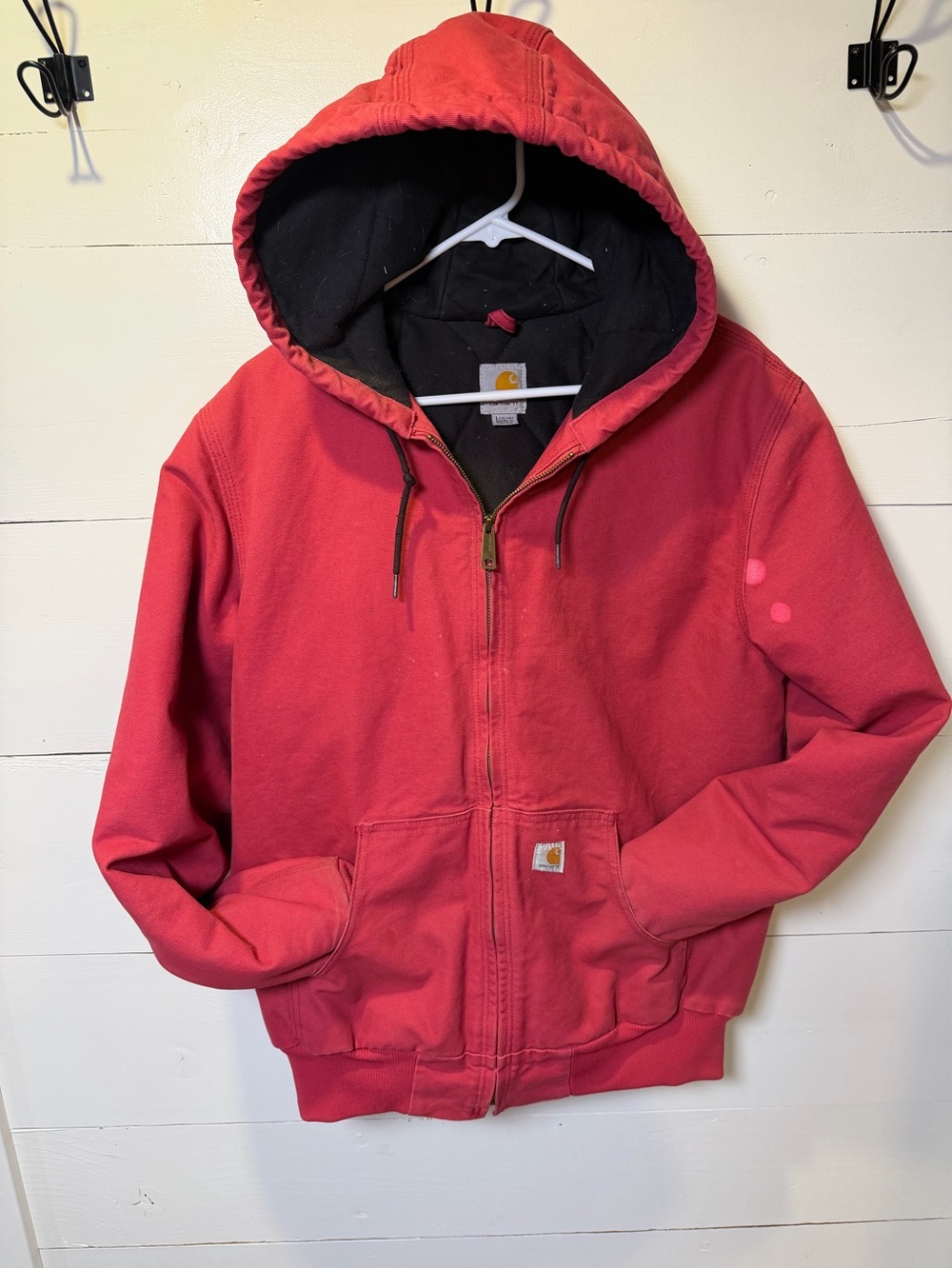 Carhartt WJ130 824 Women’s Large Pink Hooded Jacket Quilted Lining